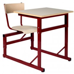 Table scolaire à sièges attenants réglable Naples 70x50 cm mélaminé chant ABS T4 à T6