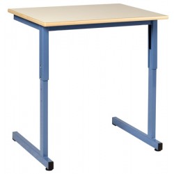 Table scolaire Naples à dégagement latéral réglable 130x50 cm mélaminé chant ABS  T4 à T6
