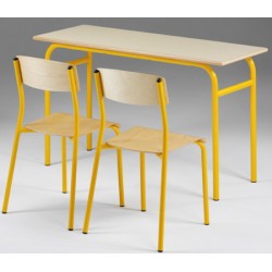 Table scolaire 4 pieds Primo mélaminé PVC avec casier 130x50 cm 