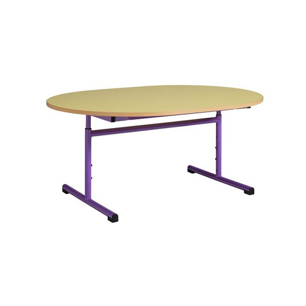 Table maternelle réglable ovale 120x90 cm stratifié chants alaisés