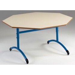 Table maternelle réglable NF T1 à T4 à dégagement latéral Loulou stratifié octogonale ø 120 cm