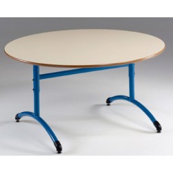 Table maternelle réglable NF T1 à T4 à dégagement latéral Loulou mélaminé ronde ø 120 cm