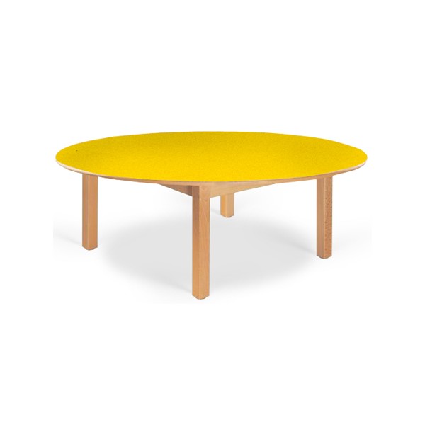 Table maternelle ovale Lola hêtre vernis stratifié alaise bois 120x90 cm TC à T3
