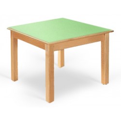 Table maternelle Lola hêtre vernis mélaminé PVC 60x50 cm TC à T3