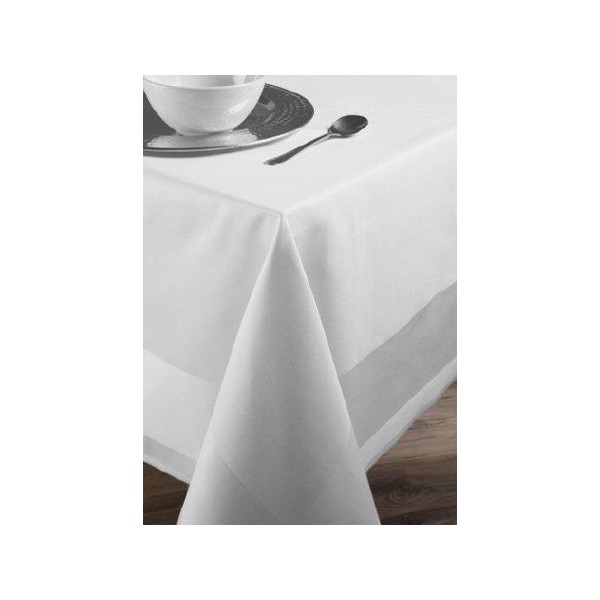 Lot de 50 serviettes de table 50x50 cm bandes satin 220g blanc