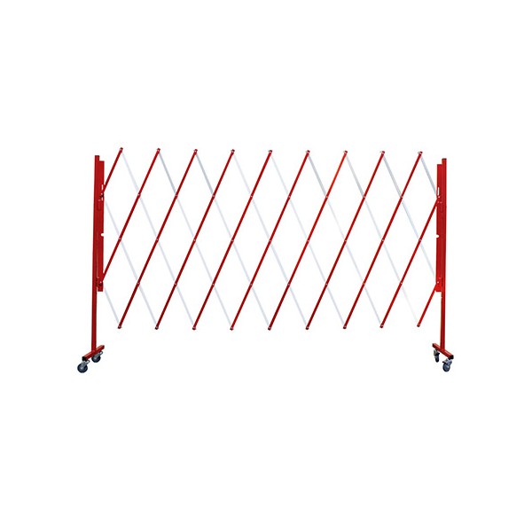 Barrière extensible mobile acier rouge et blanc L320 x H160 cm