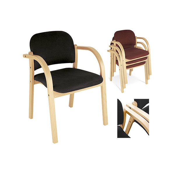 Lot de 3 fauteuils empilables et assemblables Elva finition tissu groupe 0