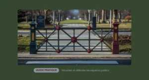 Barrière de ville en acier installée pour sécuriser un espace public urbain
