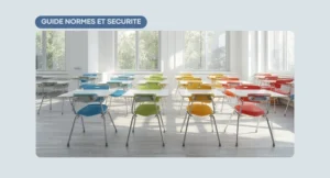 mobilier scolaire avec chaises et tables adaptées aux normes de taille pour équipement de classe