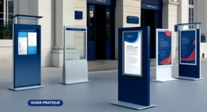Solutions d'affichage mairie avec panneaux modulables dans un hall d'accueil public